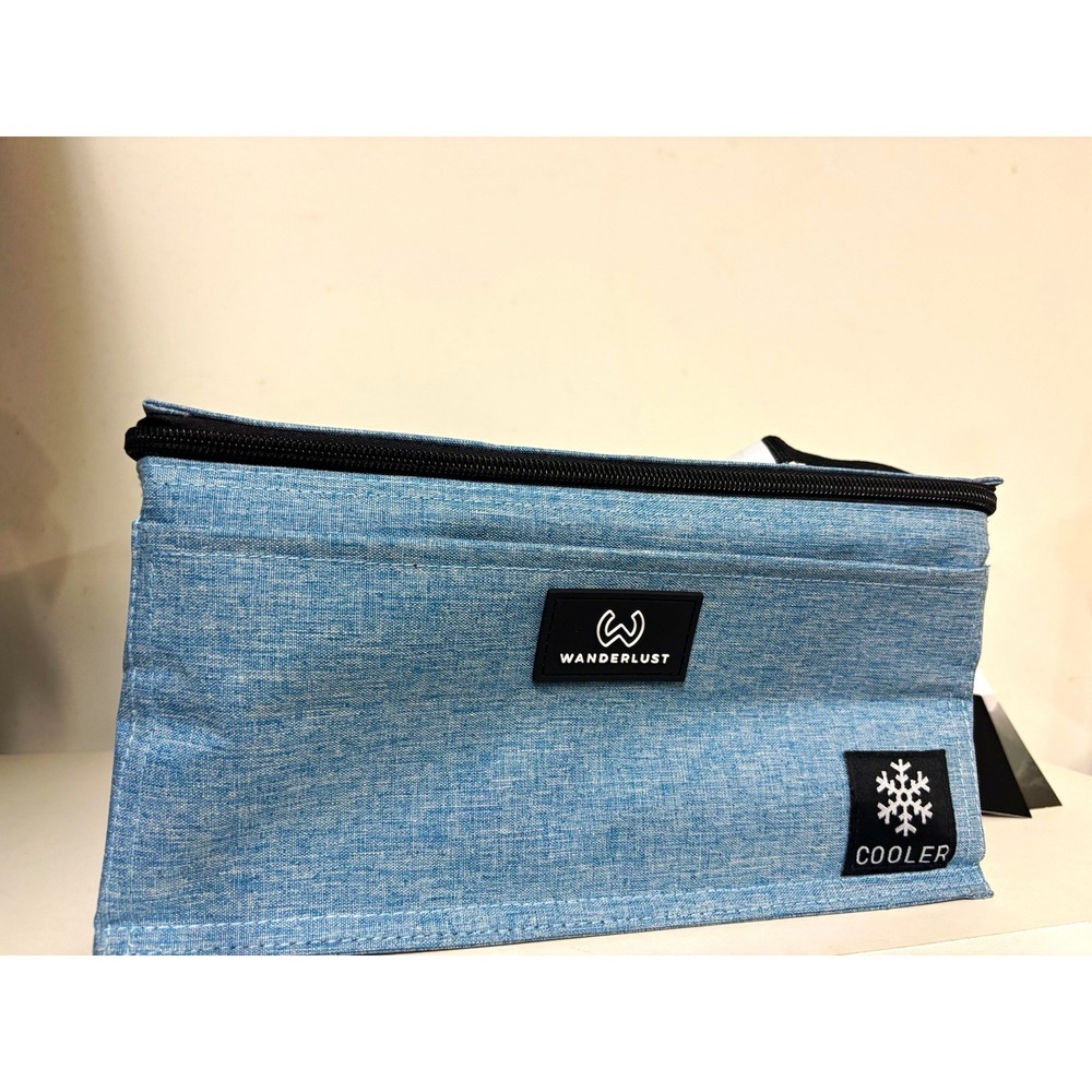 Wanderlust 12 Can Cooler Bag, Blue Polyester Soft Insulated w/ Shoulder Strap